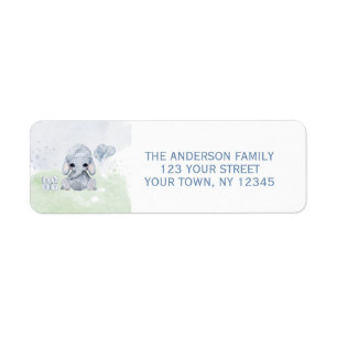 Baby Elephant Animal Label Return Address Label