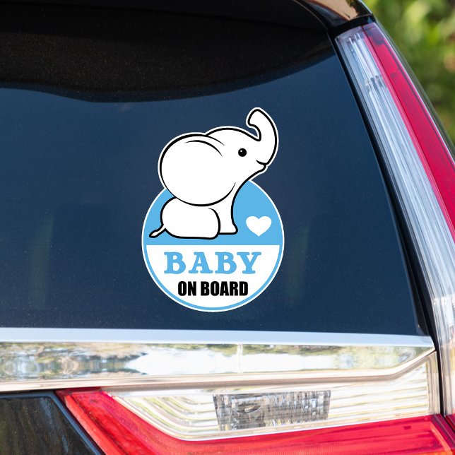 Baby Elephant Baby On Board Car Sticker - Blue (Creator Uploaded)