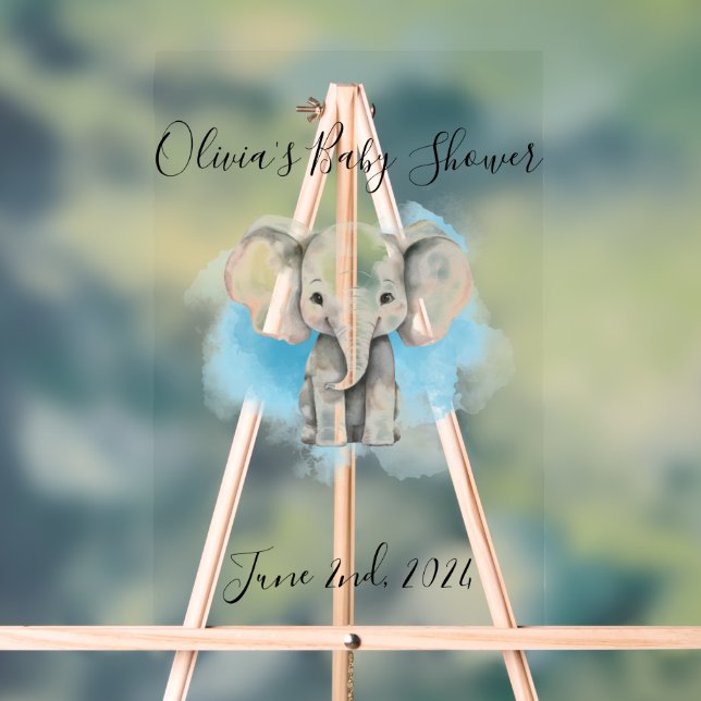 baby elephant baby shower acrylic sign (Neutral)