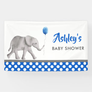 Baby Elephant Baby Shower Banner Blue Welcome Sign