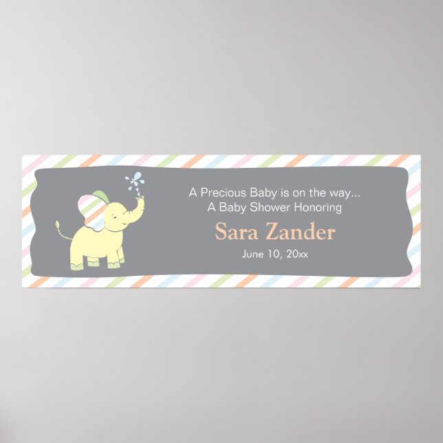 Baby Elephant  |  Baby Shower Banner Poster (Front)