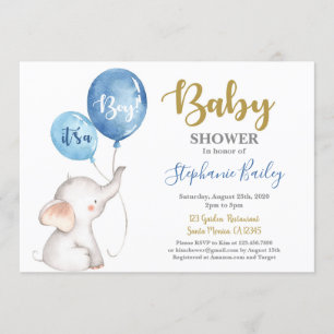 Baby elephant Baby Shower boy Invitation
