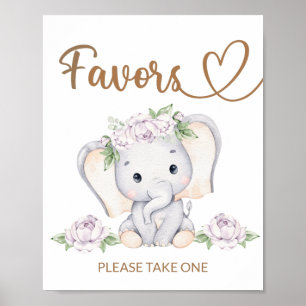 Baby Elephant Baby Shower Favours Sign