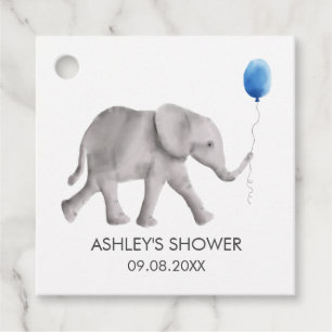 Baby Elephant Baby Shower Gift Tags, Blue & Grey Favour Tags