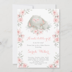 Baby Elephant Baby Shower girl Invitation
