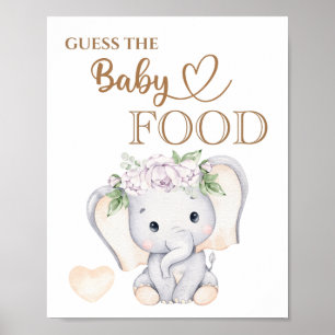 Baby Elephant Baby Shower “Guess the Baby Food”  Poster