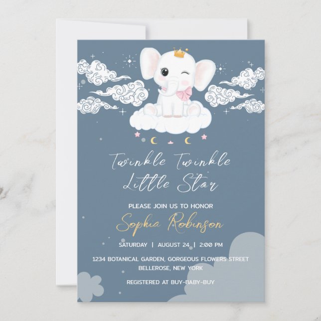 Baby Elephant Baby Shower Invitation (Front)