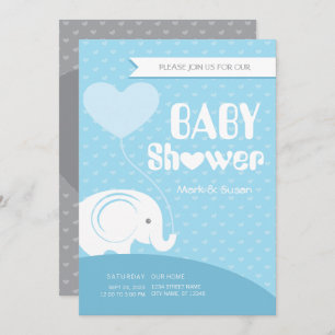 Baby Elephant Baby Shower Invitation for Baby Boy