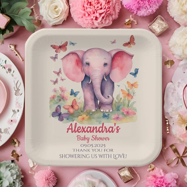 Baby Elephant Baby Shower  Paper Plate (Creator Uploaded)