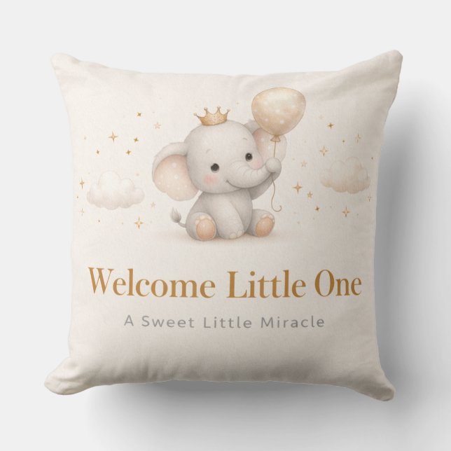 Baby Elephant Baby Shower Throw Pillow (Front)