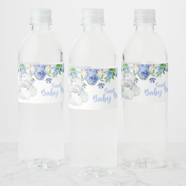 Baby elephant baby shower water bottle labels. water bottle label (Bottles)