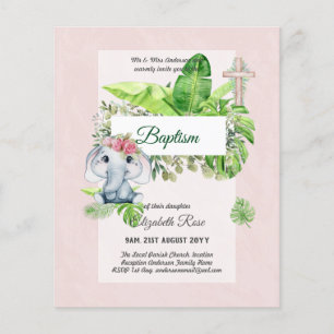 Baby Elephant BAPTISM Bautizo Bautismo Invtiations Flyer