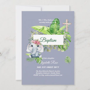 Baby Elephant BAPTISM Bautizo Bautismo Invtiations Invitation