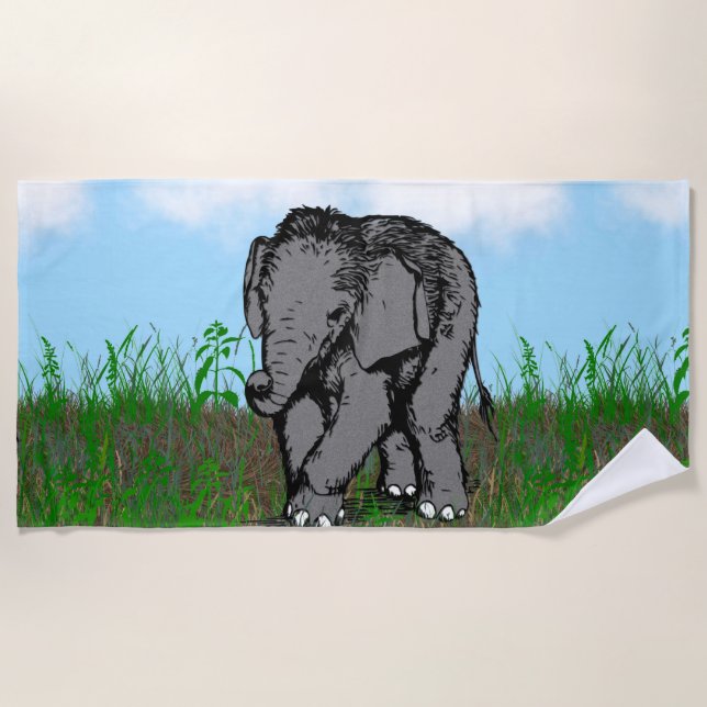 Baby Elephant Beach Towel (Front)