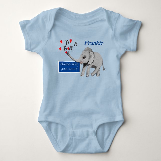 Baby Elephant Big Dream Baby Bodysuit (Front)