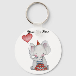 Baby Elephant Birthday Keychain