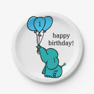 Baby Elephant - Birthday Plates - Customisation