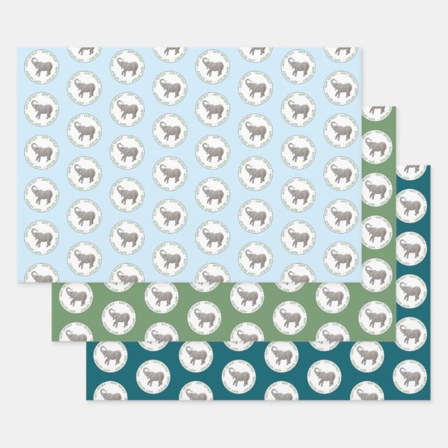 Baby Elephant Birthday Wrapping Paper Sheet (Set)