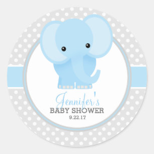 Baby Elephant (blue) Baby Shower Classic Round Sticker