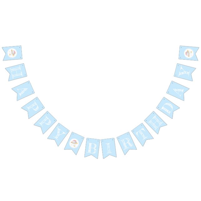 Baby Elephant Blue Birthday Bunting (All)