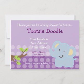 Baby Elephant Blue Boy Baby Shower Sprinkle Invitation