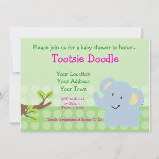 Baby Elephant Blue Boy Baby Shower Sprinkle Invitation