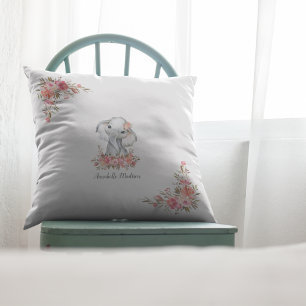 Baby Elephant Boho Chic Watercolor Cushion