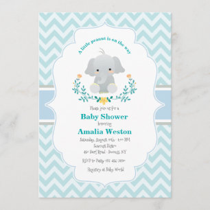 Baby Elephant Boy Baby Shower Invitation