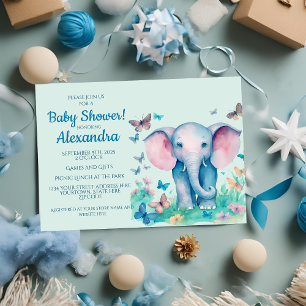 Baby Elephant Boys Baby Shower Invitation