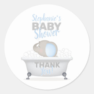 Baby Elephant Bubble Bath Boy Baby Shower Classic Round Sticker