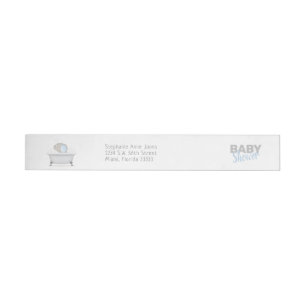 Baby Elephant Bubble Bath Boy Baby Shower Wrap Around Label