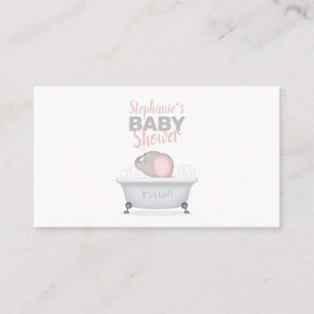 Baby Elephant Bubble Bath Diaper Raffle Enclosure Card (Front)