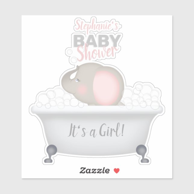 Baby Elephant Bubble Bath Girl Baby Shower (Sheet)
