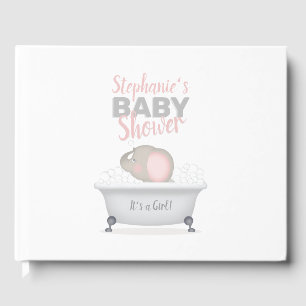 Baby Elephant Bubble Bath Girl Baby Shower Guest Book