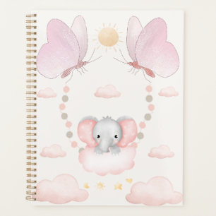 Baby Elephant & Butterflies – Dreamy Pastel Sky Planner