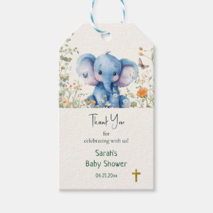 Baby Elephant & Butterflies Orthodox Baby Shower Gift Tags