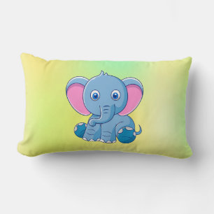 Baby Elephant Cartoon Clipart-64832 Lumbar Cushion