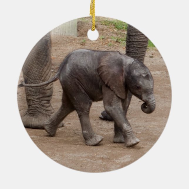 Baby Elephant Ceramic Ornament (Back)