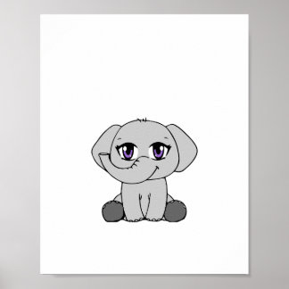 Baby Elephant Chibi-Style Poster