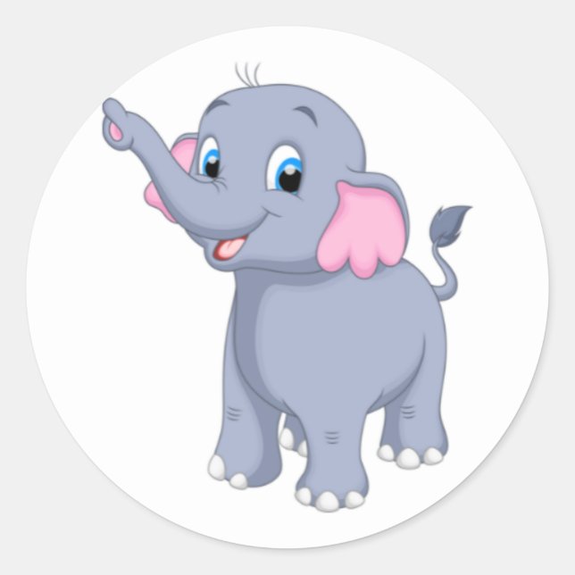 Baby elephant classic round sticker (Front)