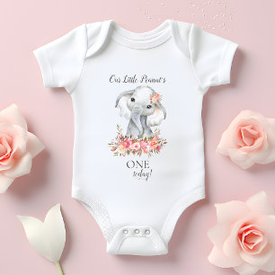 Baby Elephant Custom Age Birthday Girl Baby Bodysuit