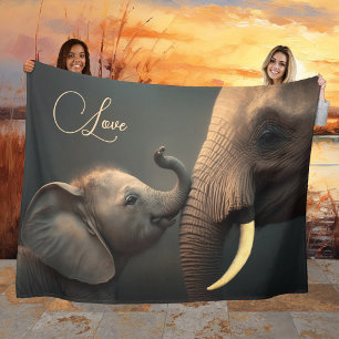 Baby Elephant Cute Love Fleece Blanket