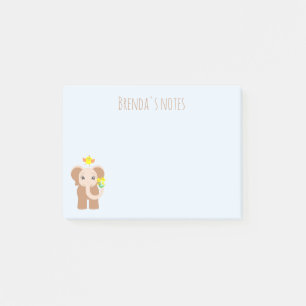 Baby Elephant Dancing Bird Yellow Flowers 4x3 Post-it Notes
