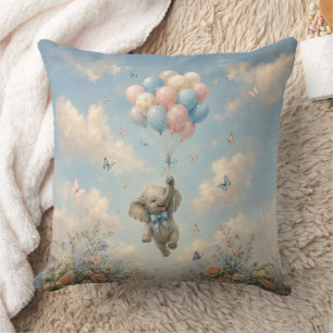 Baby Elephant Floating Balloons Cushion