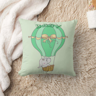 Baby Elephant Flying in Balloon Gender Neutral Cushion
