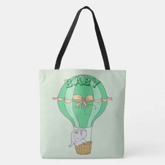 Baby Elephant Flying in Balloon Gender Neutral Tote Bag