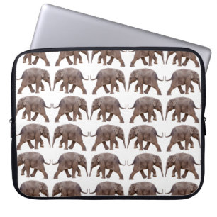 Baby Elephant Frenzy Laptop Sleeve (White)
