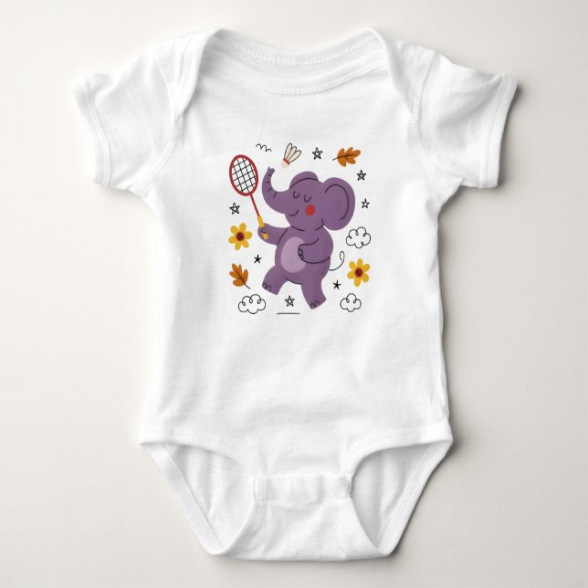 Baby elephant fun play  bodysuit (Front)