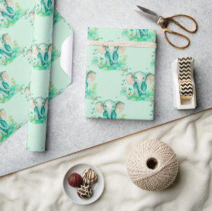 Baby Elephant Gender Neutral Birthday Wrapping Paper