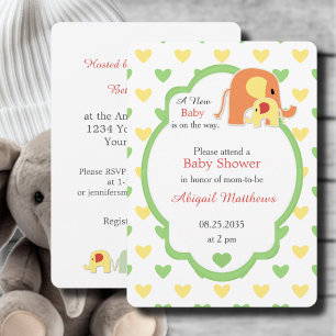  Baby Elephant Gender Neutral Shower Invitation
